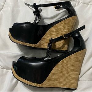 Melissa Peace IV Black Wedges - Discontinued Style